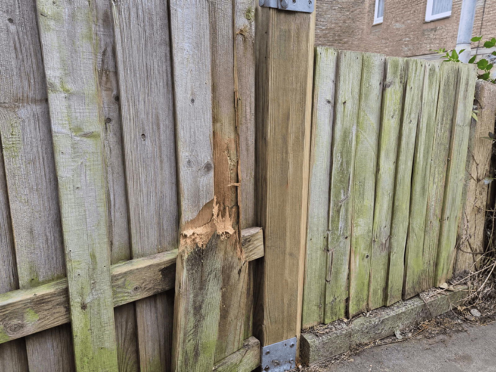 Close-up detail relevant to fence repair — showing materials and installation technique